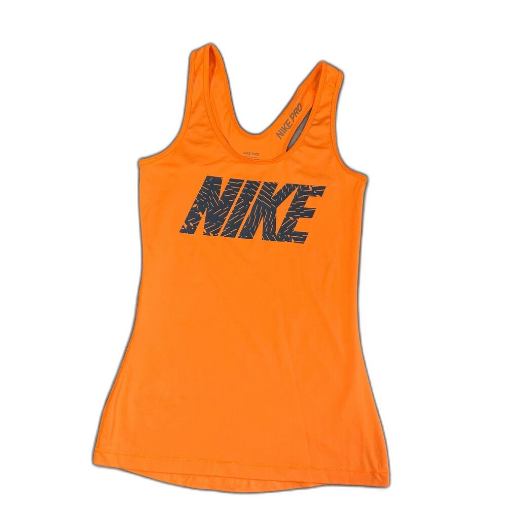 Nike Pro Women's Neon Orange Racerback Dri Fit Tank Top Size XS